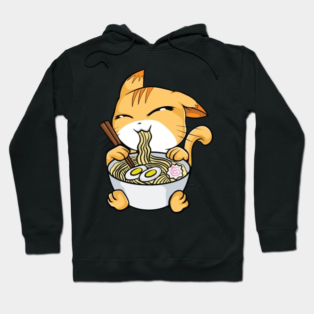 Kawaii Cat Ramen Bowl Funny Anime Noodles Kitty Hoodie by theperfectpresents